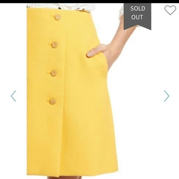 Nordstrom 1901 Yellow Rod Double Button Front Mini Skirt Size 2 - Picture 3 of 9